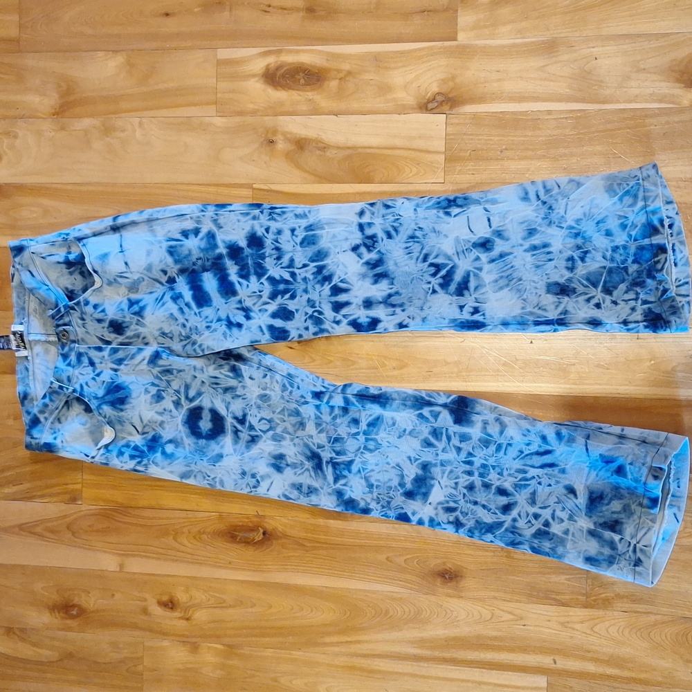 Vintage 90s Sharagano Paris Artisinal Tie-dye Flare Bootcut Jeans Size 2 Cotton